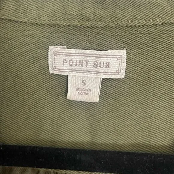J. Crew Point Sur Olive Green puff sleeve Button Down Twill Shacket Blouse small - Picture 5 of 5